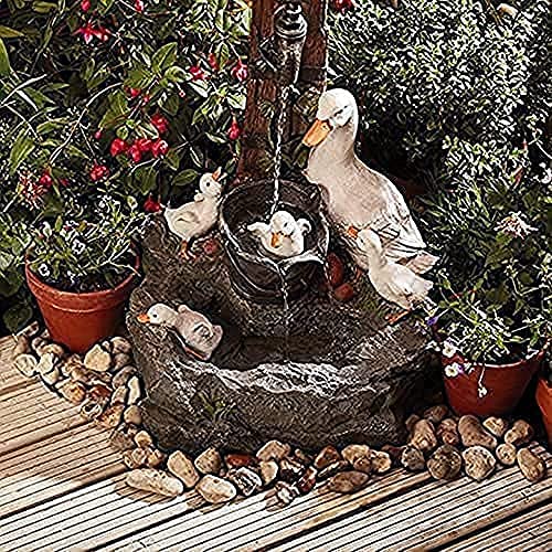 Namzi Outdoor Duck Fountain Ornaments with Solar Light, Garden Duck/Squirrel Statue, Yard Art Water Fountain Decoration, for Lawn Yard Patio Pond or Yard，5.91inx3.94in - Image 4
