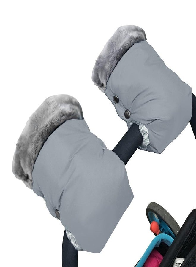 AmFor 1 Pair Baby Stroller Gloves,Stroller Hand Muff Warm Gloves,Extra Thick Warm Waterproof Anti-Freeze Gloves for Parents Caregivers Carriage Handmuffs Stroller Accessories (Grey) - Image 1