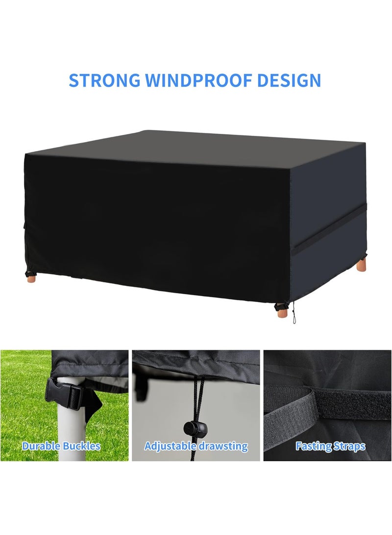 AIWANTO Heavy-Duty Waterproof Patio Furniture Cover – Rectangular 420D Oxford Fabric Outdoor Table & Chair Protector, UV-Resistant Dustproof Cover with Drawstring Cord Stopper & Storage Bag – Black - Image 2