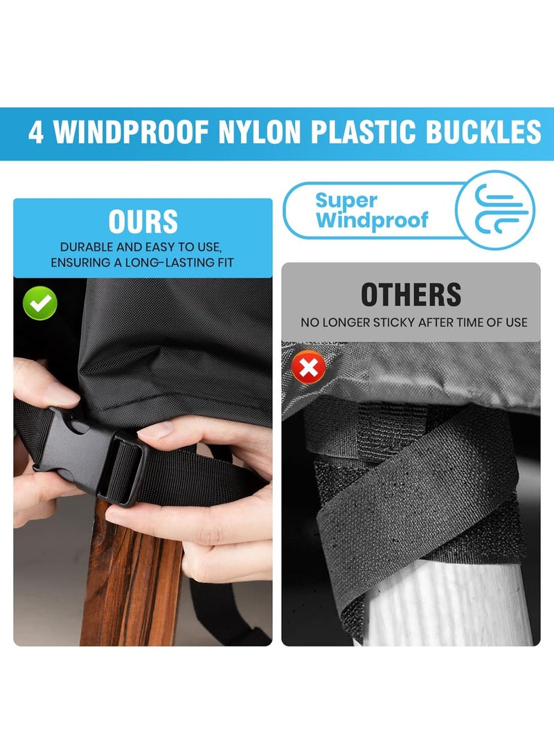 AIWANTO Heavy-Duty Waterproof Patio Furniture Cover – Rectangular 420D Oxford Fabric Outdoor Table & Chair Protector, UV-Resistant Dustproof Cover with Drawstring Cord Stopper & Storage Bag – Black - Image 4