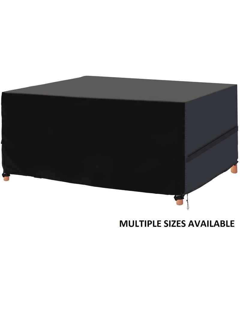 AIWANTO Heavy-Duty Waterproof Patio Furniture Cover – Rectangular 420D Oxford Fabric Outdoor Table & Chair Protector, UV-Resistant Dustproof Cover with Drawstring Cord Stopper & Storage Bag – Black - Image 1