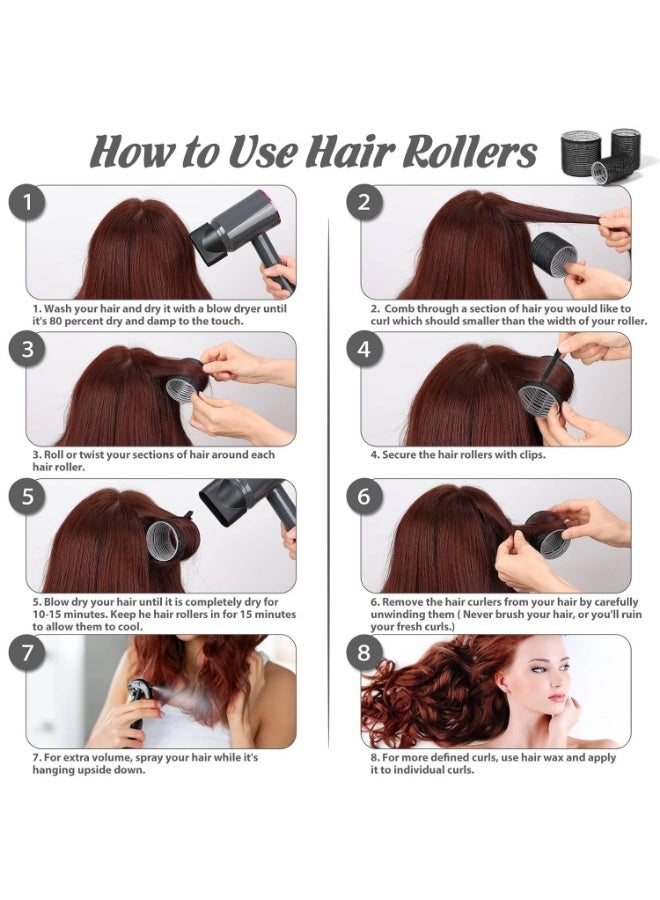 FASHION HOME 31 Pcs Rollers Hair Curlers Set with 18Pcs Self Grip Hair Rollers 3 Sizes and 12 Pcs Clips for Blowout Look Long Medium Short Thick Hair Volume - Image 3