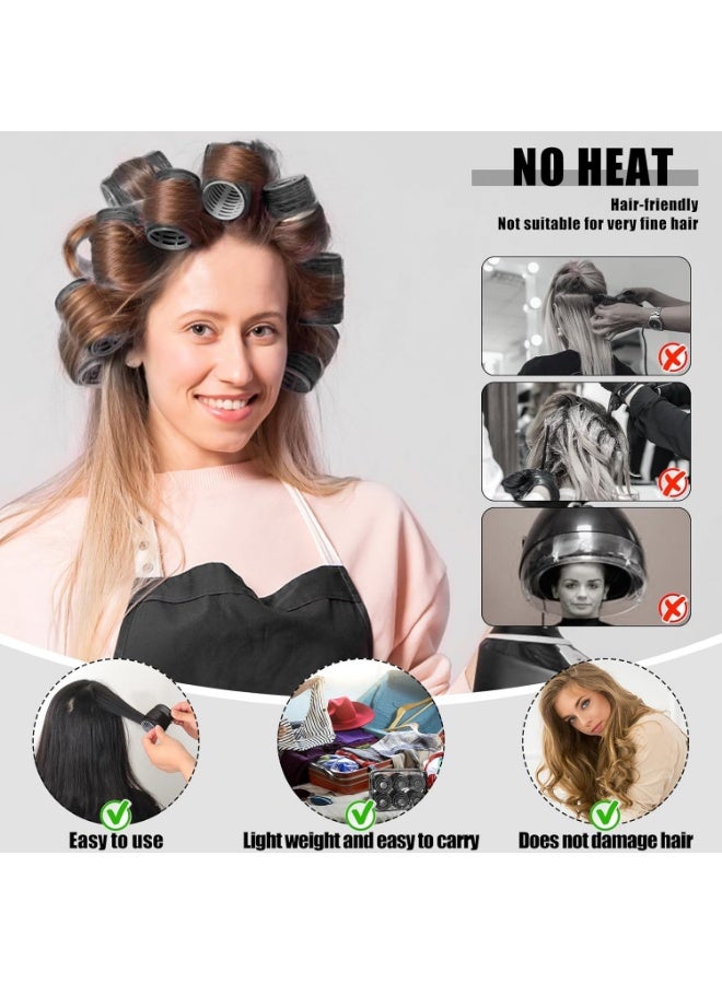 FASHION HOME 31 Pcs Rollers Hair Curlers Set with 18Pcs Self Grip Hair Rollers 3 Sizes and 12 Pcs Clips for Blowout Look Long Medium Short Thick Hair Volume - Image 2