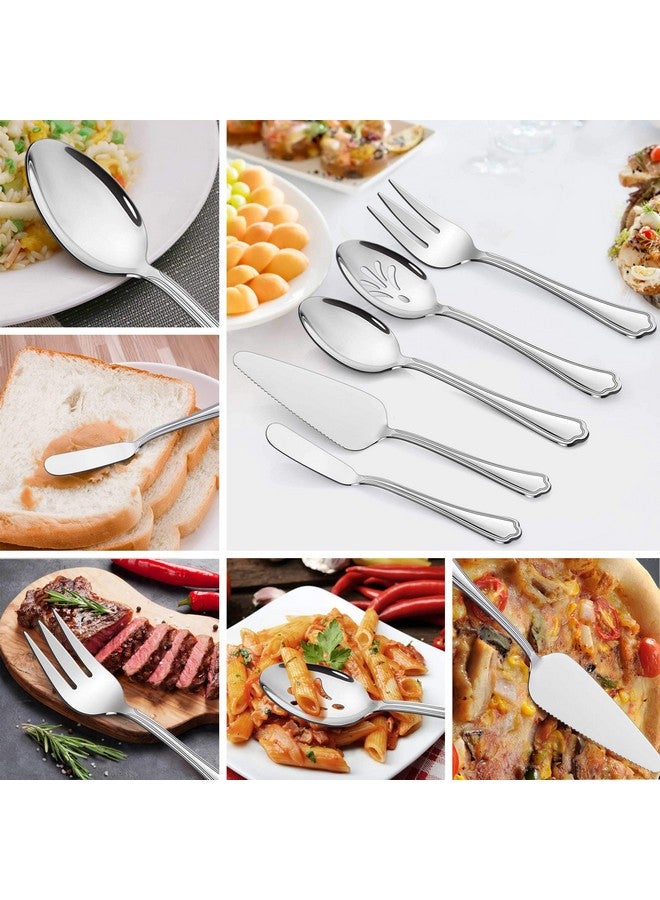 LIANYU LIANYU 77-Piece Silverware Flatware Set for 12, Plus Steak Knives and Serving Utensils, Stainless Steel Flatware Cutlery Set, Eating Utensils Tableware with Scalloped Edge, Dishwasher Safe  - Image 4