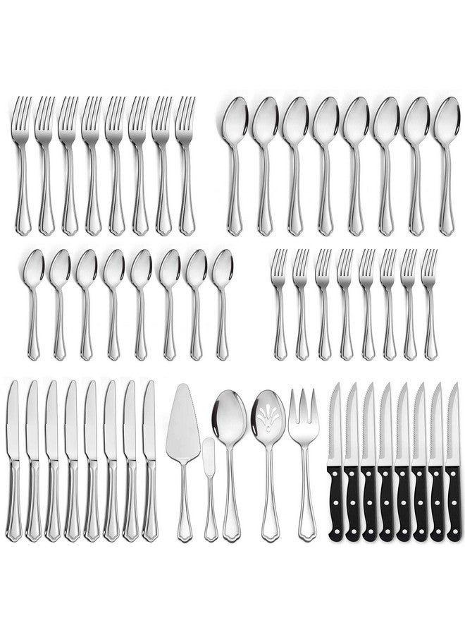LIANYU LIANYU 77-Piece Silverware Flatware Set for 12, Plus Steak Knives and Serving Utensils, Stainless Steel Flatware Cutlery Set, Eating Utensils Tableware with Scalloped Edge, Dishwasher Safe  - Image 1