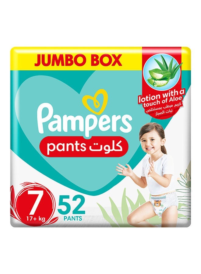 Baby-Dry Pants With Aloe Vera Lotion, Stretchy Sides, And Leakage Protection, Size 7, 17+ Kg, 52 Count