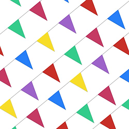 Piokio 100ft Colorful Flag Banner Party Celebrations Graduation Decorations for Party Birthdays Classroom Decorations - Image 1