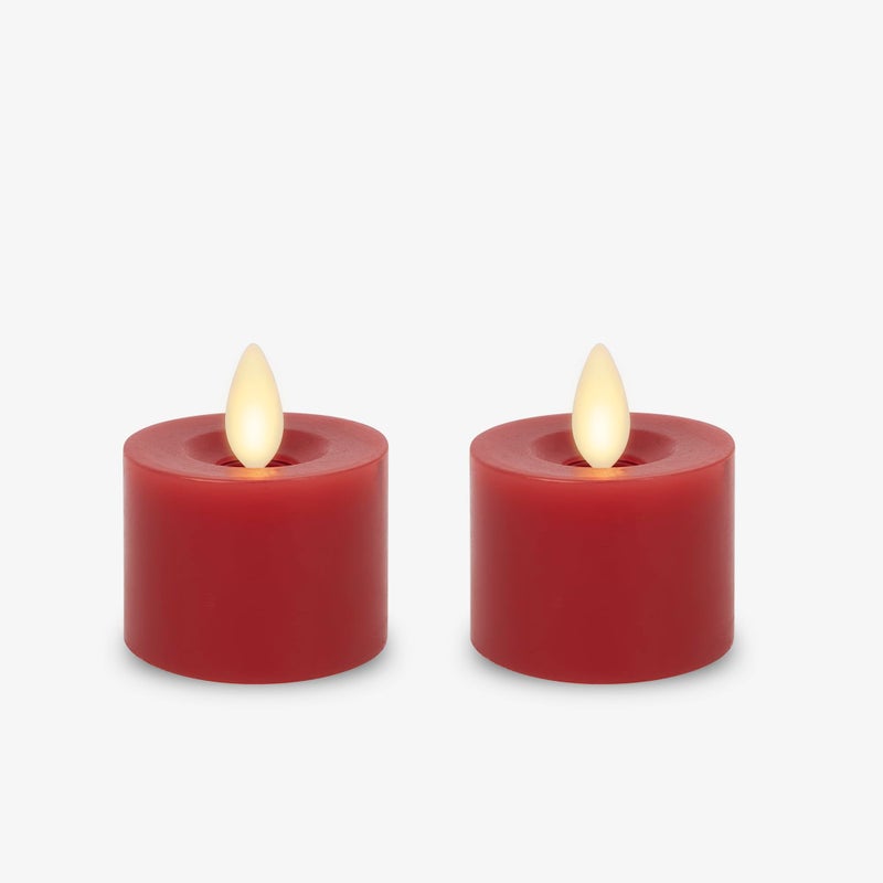 Luminara 2Pack Moving Flame LED Flameless Tealight 2 x 2 Battery Operated Plastic LED Flameless Tea Light Holiday Red - Image 2
