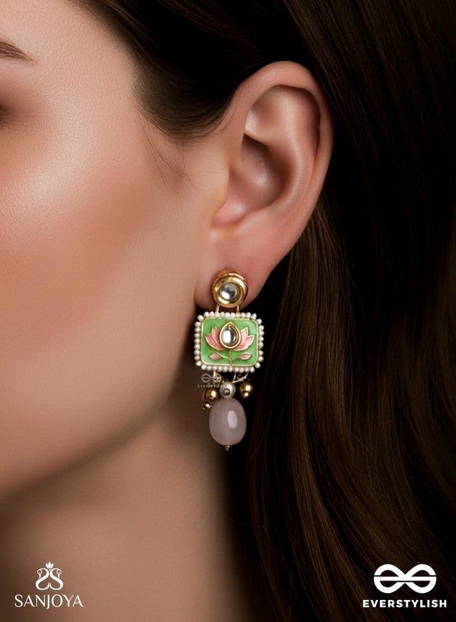 SANJOYA BY EVERSTYLISH Mridulpadma Gentle Lotus Delicate Kundan Earrings With Floral Motifs, Beads And Pearls Lightweight Jewelry For Women | Party, Festive, Wedding & Gifting - Image 3