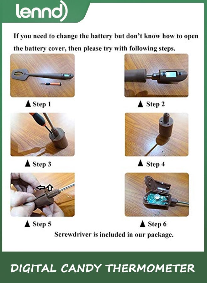 لينند مقياس حرارة رقمي للحلوى من LENND، قراءة فورية للمطبخ، مقياس حرارة للطهي، وقارئ درجة الحرارة، ومُحرك في واحد، مادة آمنة غذائيًا وخالية من مادة BPA - Image 5