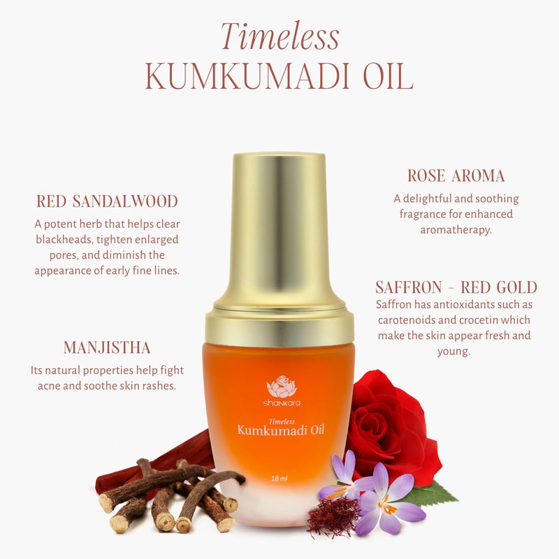 Shankara Kumkumadi Oil with Pure Saffron and Ayurvedic Herbs (Rose Aroma 18ml) - Image 2
