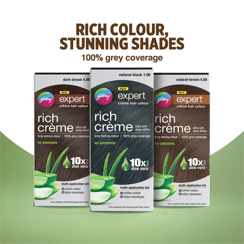 Godrej Expert Godrej Expert Rich Crme Hair Colour for Women Men DARK BROWN Shade 406 50ml 50g No Ammonia 10x Aloe Vera 100 Grey Coverage - Image 4