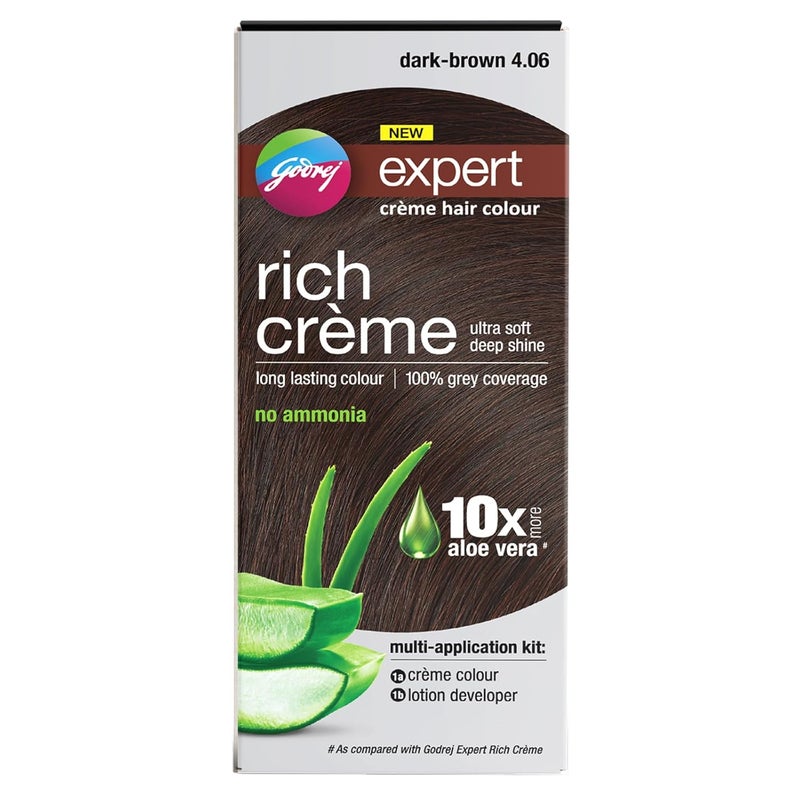 Godrej Expert Godrej Expert Rich Crme Hair Colour for Women Men DARK BROWN Shade 406 50ml 50g No Ammonia 10x Aloe Vera 100 Grey Coverage - Image 1