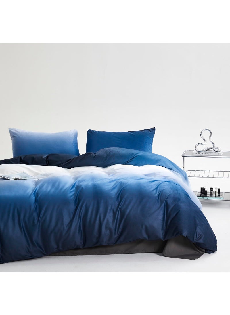 Luxlovery Luxlovery Blue Gradient Velvet Comforter Queen Fluffy Plush Flannel Bedding Set Queen Size Men Women Army Blue White Sherpa Micromink Blanket Quilts Warm Winter Warm Abstract Comforter Set  - Image 4