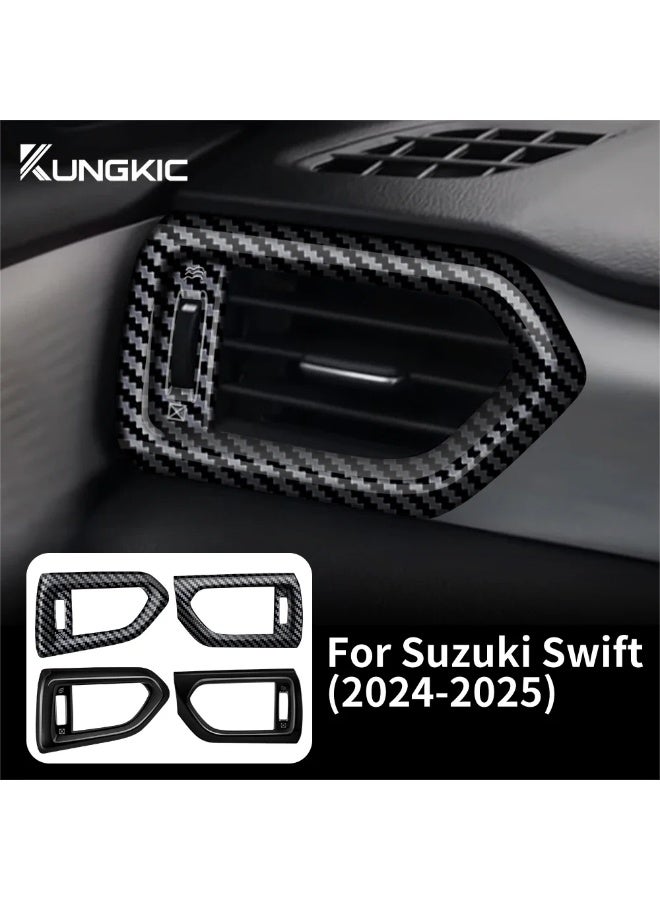 KUNGKIC Black ABS Carbon Fiber Style Cover For Suzuki SWIFT 2024 20 Car Air Outlet Central Control Dashboard Frame Interior Accessories - Image 2