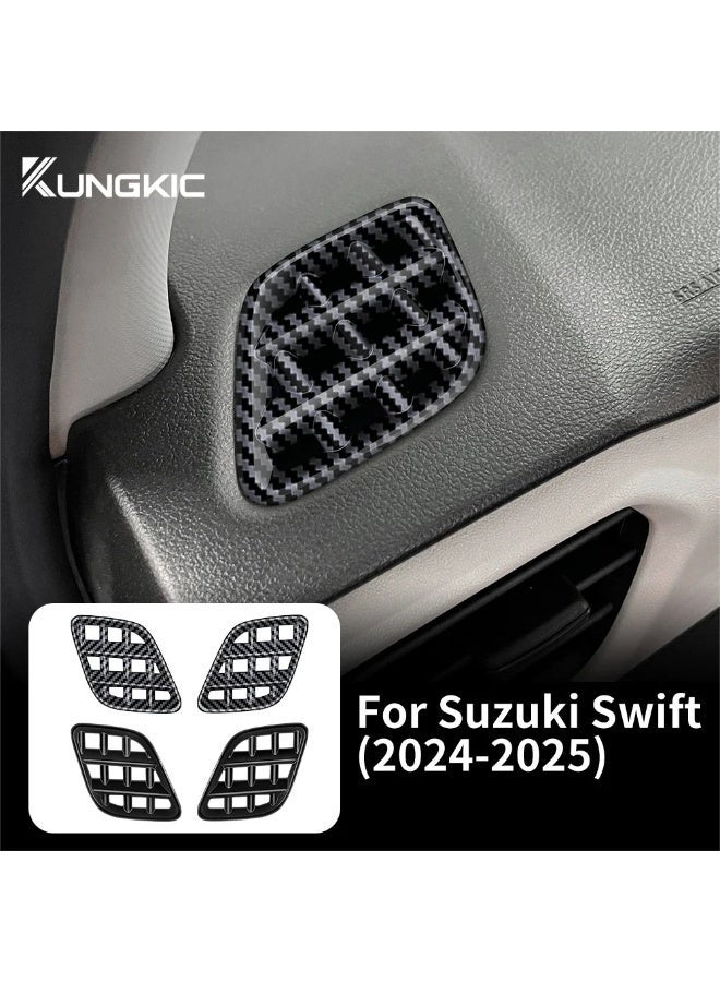 KUNGKIC Black ABS Carbon Fiber Style Cover For Suzuki SWIFT 2024 20 Car Air Outlet Central Control Dashboard Frame Interior Accessories - Image 4