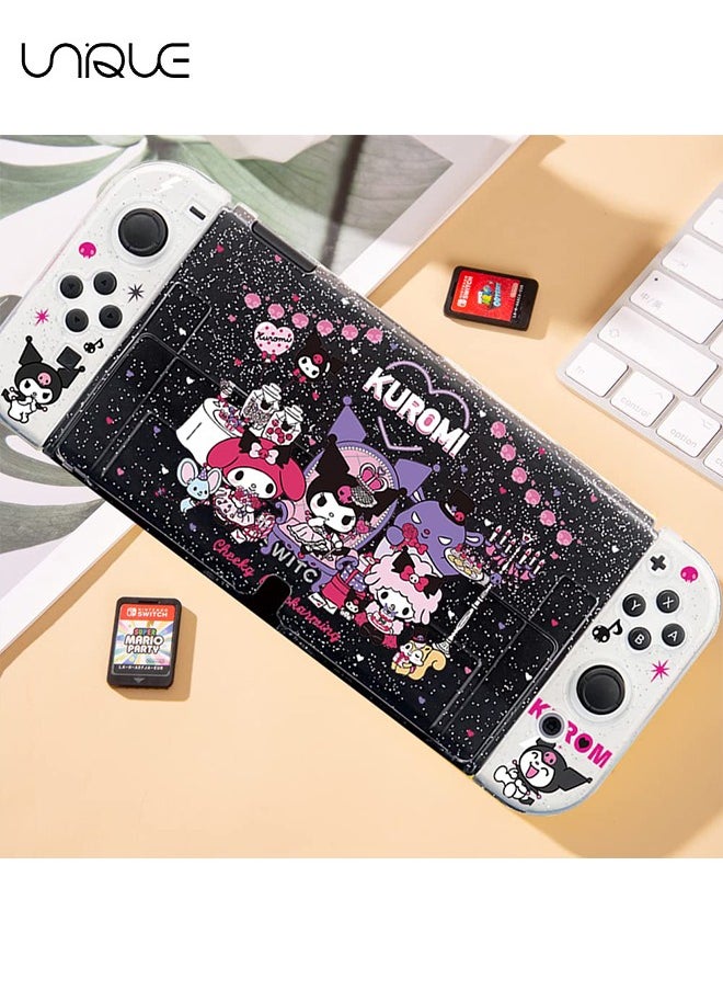 Unique - Glitter Little Devil Rabbit Protective Case for Nintendo Switch 6.2 inch, Cute Bling Clear Soft TPU Slim Cover, Kawaii Dockable Case for NS Console and Joy-Con Controller - Anti-Scratch - Image 1
