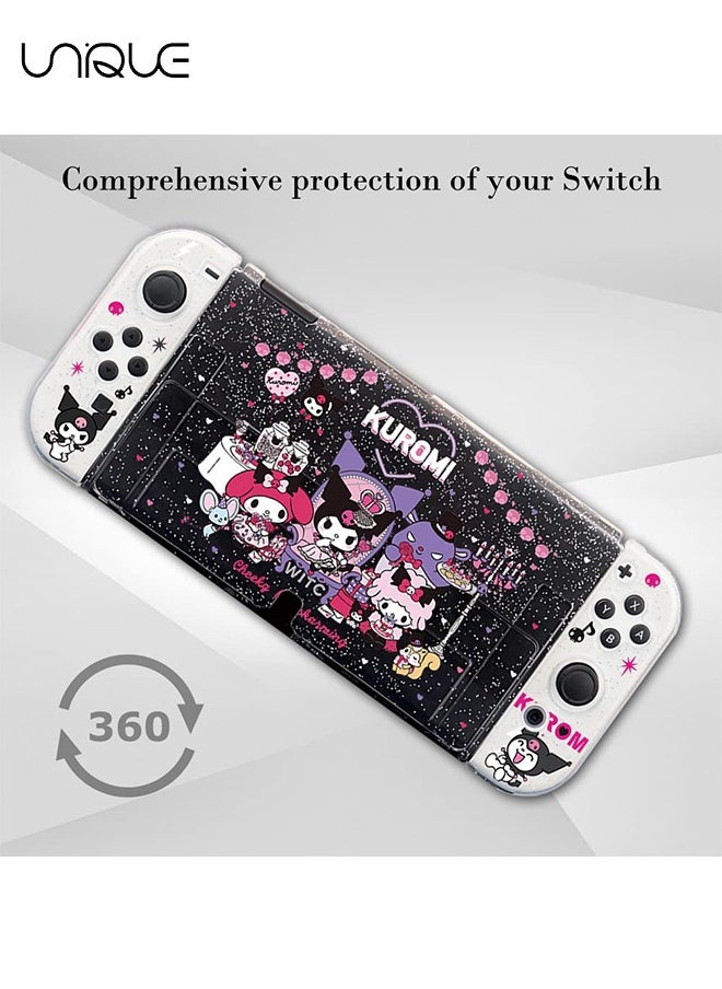 Unique - Glitter Little Devil Rabbit Protective Case for Nintendo Switch 6.2 inch, Cute Bling Clear Soft TPU Slim Cover, Kawaii Dockable Case for NS Console and Joy-Con Controller - Anti-Scratch - Image 1