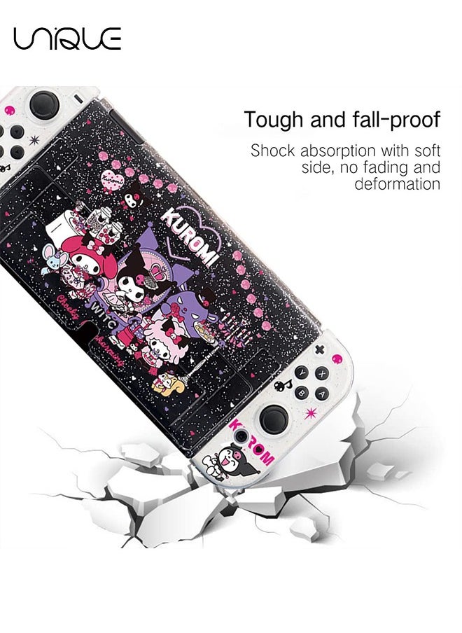 Unique - Glitter Little Devil Rabbit Protective Case for Nintendo Switch 6.2 inch, Cute Bling Clear Soft TPU Slim Cover, Kawaii Dockable Case for NS Console and Joy-Con Controller - Anti-Scratch - Image 1