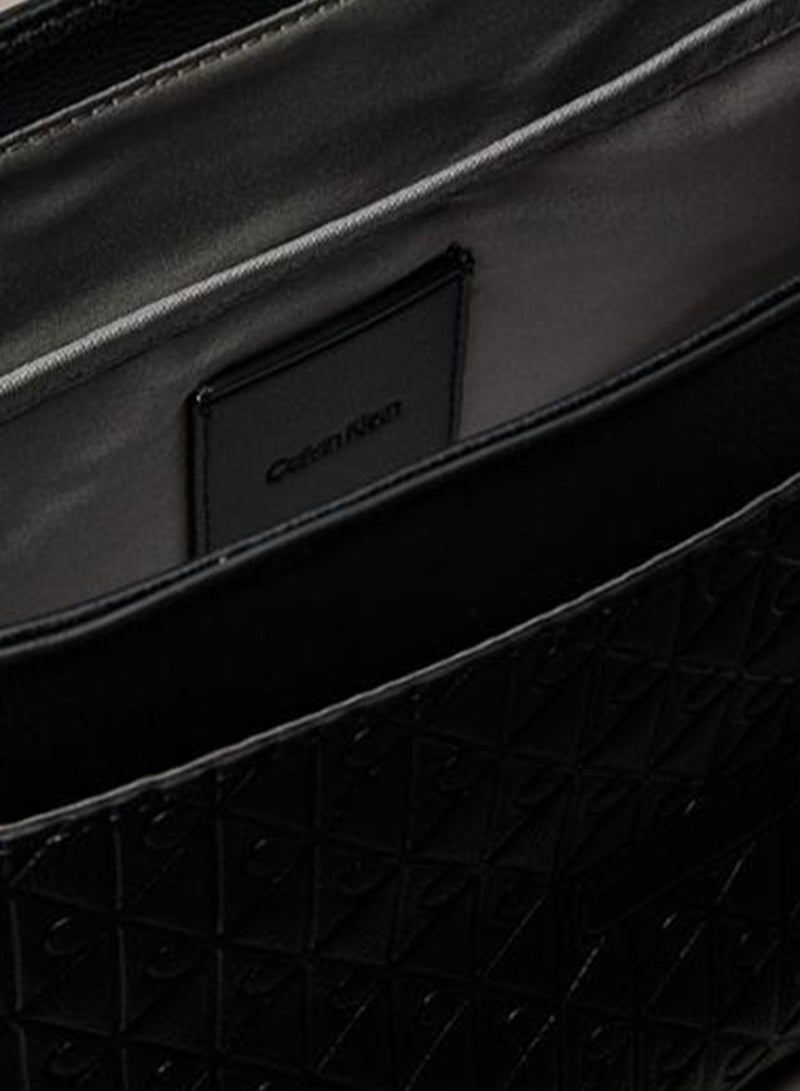 CALVIN KLEIN Embossed Emblem Logo Flap Messenger Bag - Image 4