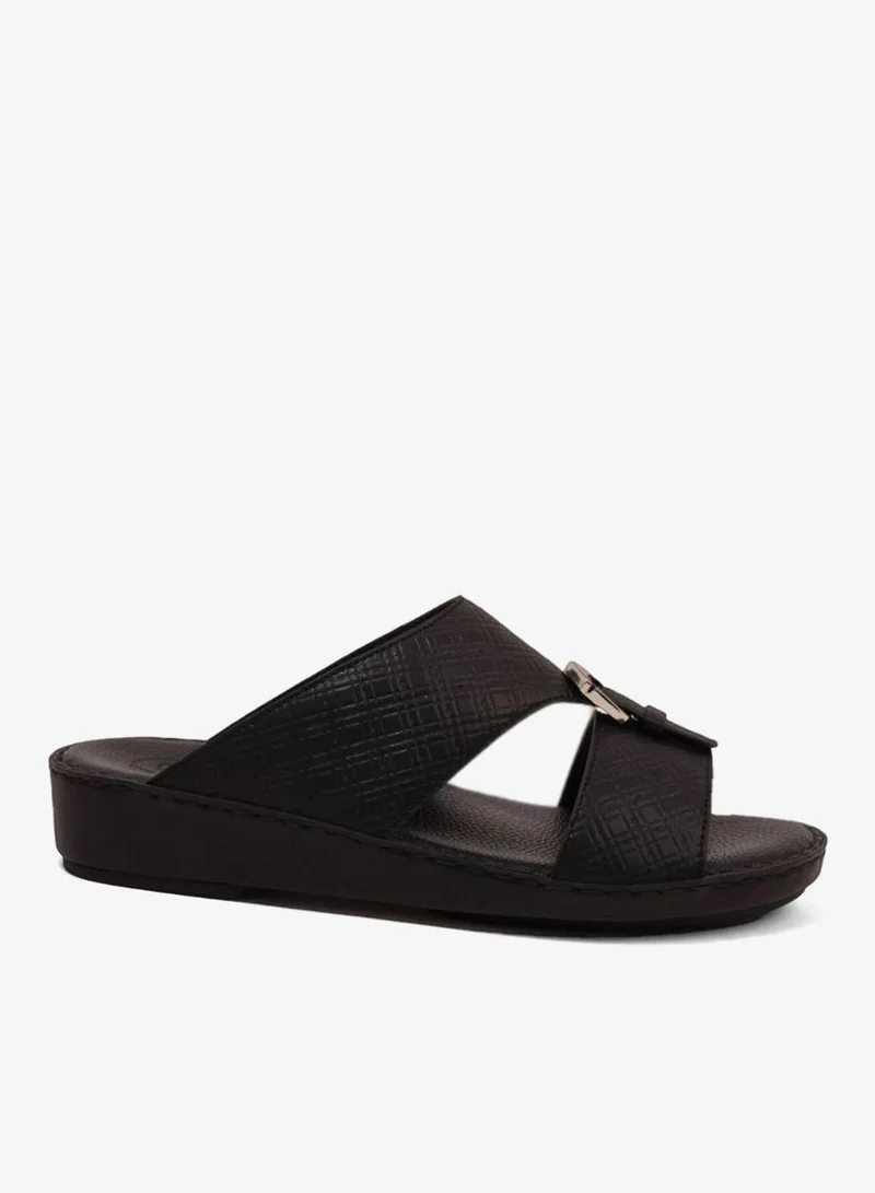 كومفورت بلس صنادل رجالي مريحة جلد مبطنة سهلة الارتداء أسود