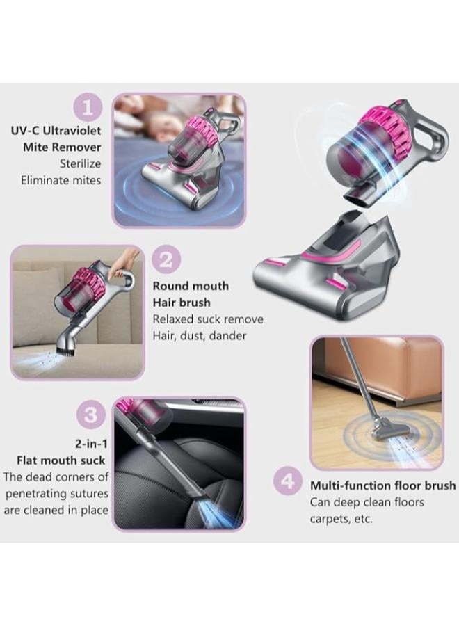 JAJEEK UV-C Ultraviolet 5-in-1 Vacuum Cleaner and Mite Removal Instrument, 10000Pa Strong Suction Power, with LCD Screen Display Three-Speed Adjustment, Suitable for Household and Car Cleaning - Image 5