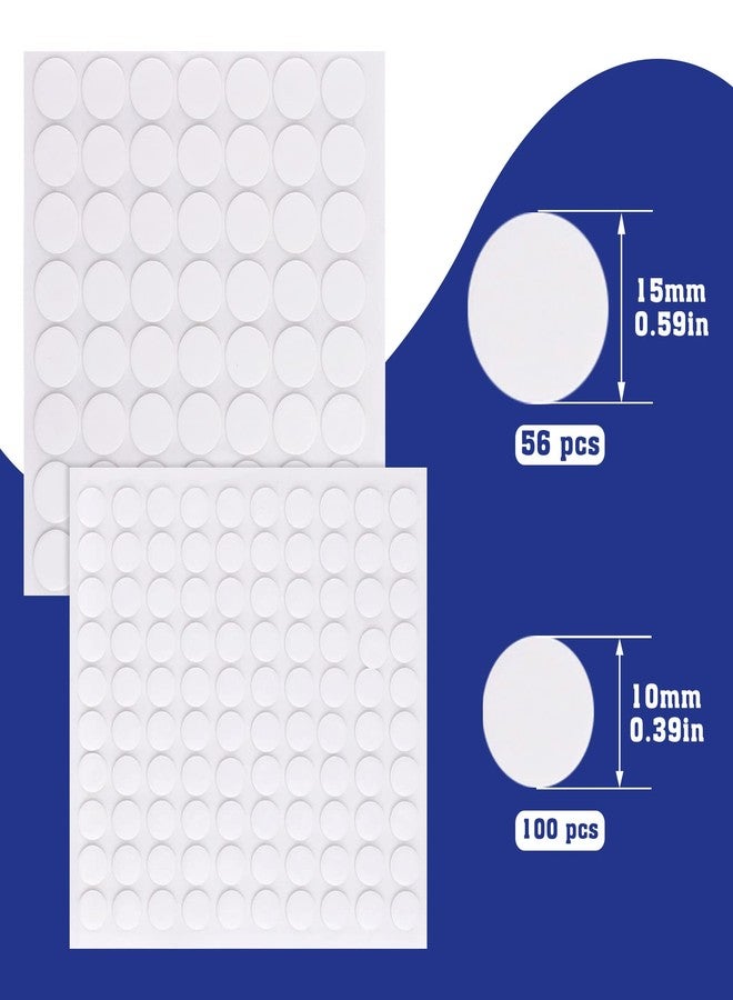 Prudiut 156 PCS Clear Sticky Dots, Adhesive No Traces Sticker Transparent Putty Round Tack Reusable Double-Sided for Wall Metal Glass Ceramic Wood Plastic (10mm,15mm) - Image 2