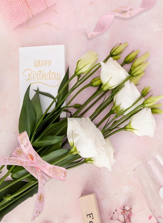 شريط عيد ميلاد سعيد من باينراب، 4 لفات، 20 ياردة، شريط عيد ميلاد 0.75 بوصة لباقات الزهور، وتغليف الهدايا، وتزيين حفلات أعياد الميلاد، بيج، وردي، أحمر، أسود - Image 4