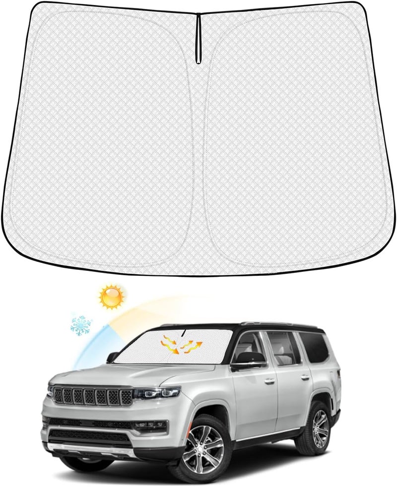 Canvcle Windshield Sun Shade for Jeep Grand Wagoneer 2022-2024 2025 (Not for Jeep Wagoneer) Thicken 6-Layer Front Window Sunshade Cover Sun Visor Protector Foldable Block UV Rays Keep Vehicle Cool - Image 1