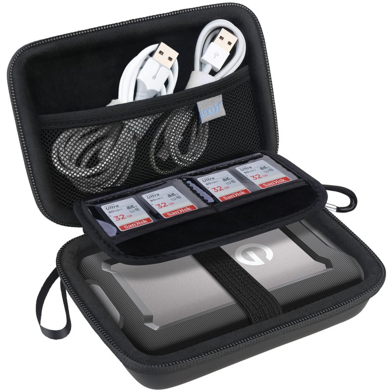 Lacdo Hard Drive Carrying Case for SanDisk Professional G-Drive ArmorATD â€“ Rugged Portable External Hard Drive HDD USB-C USB 3.2 Gen 1 1TB 2TB 4TB 5TB 6TB Shockproof Protective Travel Bag, Black - Image 1