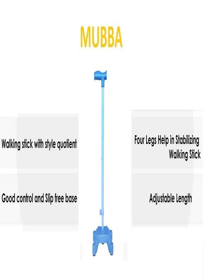 MUBBA 4 Leg Walking Stick Height Adjustable Four Leg Cane Quadripid Stick Height Adjustable BLK - Image 2