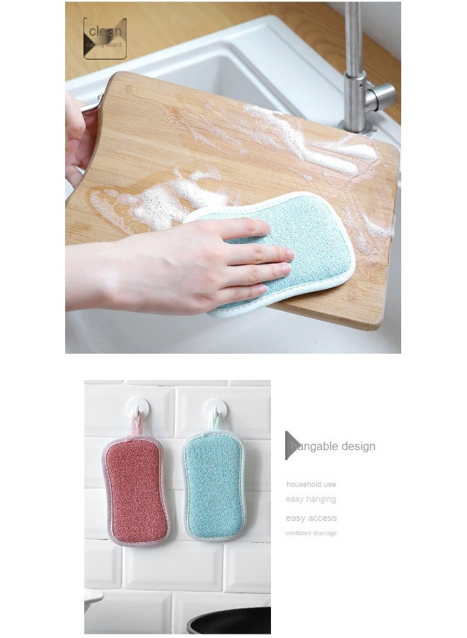 NIBEMINENT 4 Pack Kitchen Scrub Sponge Dual Action Washing Up Cleaner Heavy Duty Scouring Pads Household Cleaning Wash Cloth (4) - Image 3