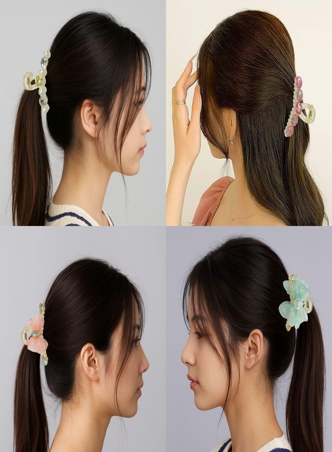 Luxelocks Pack of 6 pcs different pieces Decorative Pearl Hair Claws, Elegant Bow and Flower Design, Multi-Color Crystal Embellished, Premium Hair Accessories for Women - Image 2