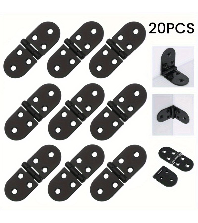 20 Black Metal Door Hinges Folding Flip Top Design For Sewing Machine Tables Miniature Doors Cabinets Closets Wardrobes And Table - Image 3