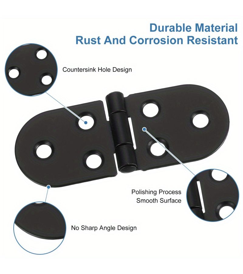 20 Black Metal Door Hinges Folding Flip Top Design For Sewing Machine Tables Miniature Doors Cabinets Closets Wardrobes And Table - Image 2