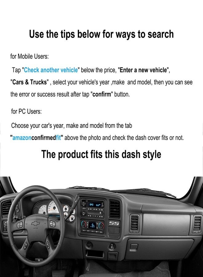Yiz Dash Cover Custom Fit for 1999-2006 GMC Sierra/Chevy Chevrolet Silverado,2000-2006 GMC Yukon XL/Chevy Suburban Tahoe Avalanche,Dashboard Mat Pad (99-06, Gray) Y44 - Image 3