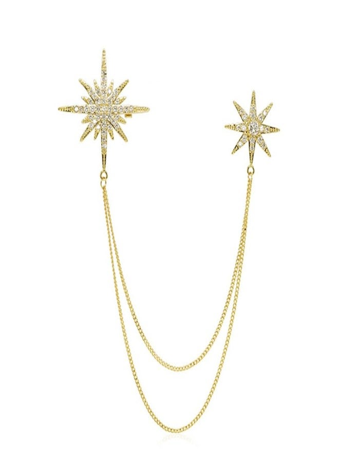 OIDIMS Rhinestone Star Brooch Pin for Women Men Fashion Dainty Crystal CZ Snowflake Tassel Exquisite Lapel Pins Dress Suit Bouquet Ceremony Accessories Jewelry Winter Holiday Wedding Party Ornament - Image 1