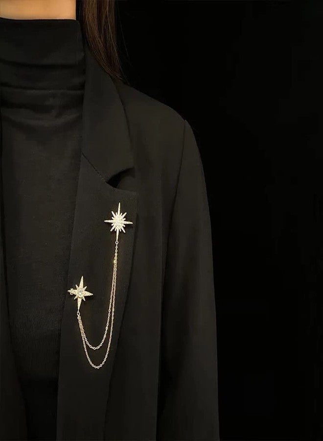 OIDIMS Rhinestone Star Brooch Pin for Women Men Fashion Dainty Crystal CZ Snowflake Tassel Exquisite Lapel Pins Dress Suit Bouquet Ceremony Accessories Jewelry Winter Holiday Wedding Party Ornament - Image 5