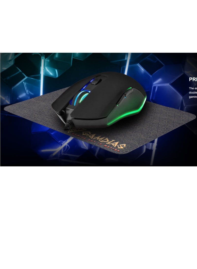 GAMDIAS - HERMES E1C 3-IN-1 Gaming COMBO ( Gaming Keyboard Multi-Colored Mechanical Keyboard – Gaming Mouse Lighting 3200 DPI  – Non-Slip Gaming Mouse Mat 240 x 180 x 3 mm ) - Image 1