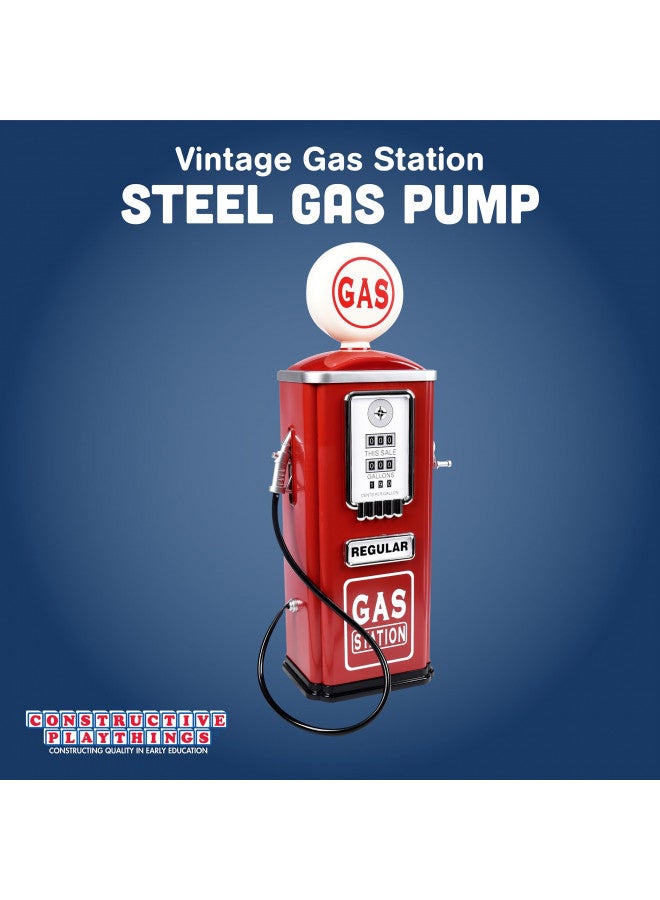 Constructive Playthings Gas Station Toy Gas Pump Replica with Nozzle and Hose, Retro Steel, Fun Sound Effects, Pretend Play, Early Learning, Outdoor Toddler Toys for 3 Years Plus, 10 lbs., 1 ct. - Image 2