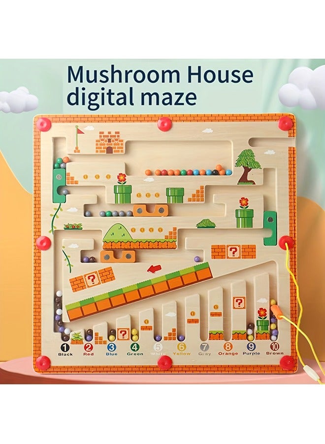Magnetic Color And Number Maze, Montessori Toys For Developing Children's Fine Motor Skills, Wooden Color Sorting Sensory Educational Toys, Counting Puzzle Board Games For Kids, Positioning Games Focus On Training Early Childhood Educational Toys - Image 1