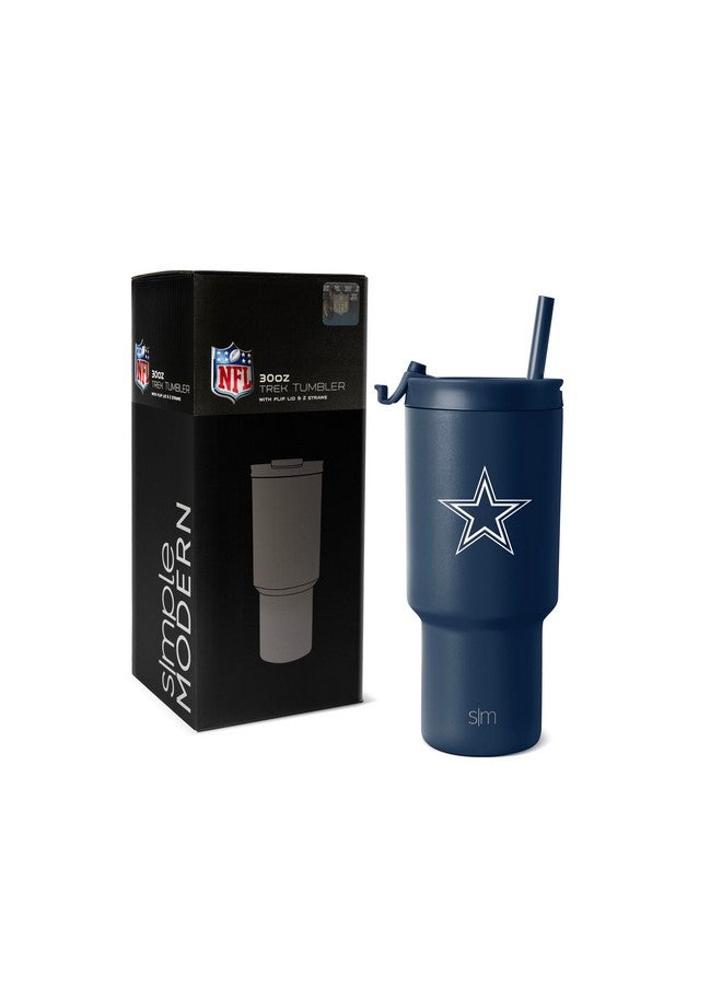 Simple Modern Officially Licensed NFL Dallas Cowboys 30 oz Tumbler with Flip Lid and Straws | Insulated Cup Stainless Steel | Gifts for Men Women | Trek Collection | Dallas Cowboys - Image 1