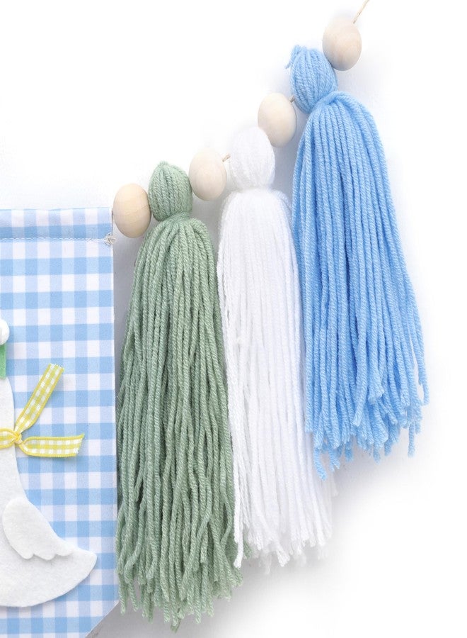 Agkvw One Funny Goose High Chair Banner for Boys - Goose Theme 1st Birthday Decorations, Blue Gingham Style 1st Birthday Yarn Tassel Banner, Boys First Birth day Decor - Image 5