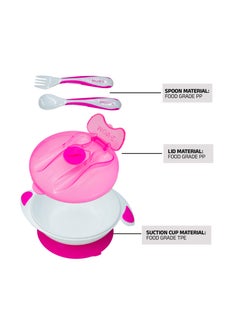 MOVE ON 330ML Baby Suction Bowl with Spoon & Fork for Infant & Toddlers,BPA Free, Pink  - Image 3