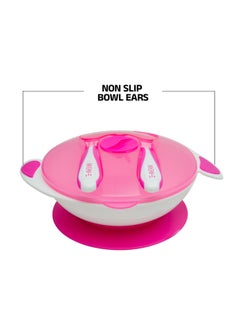 MOVE ON 330ML Baby Suction Bowl with Spoon & Fork for Infant & Toddlers,BPA Free, Pink  - Image 4
