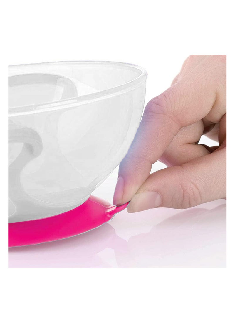 MOVE ON - 330ML Baby Suction Bowl with Spoon & Fork for Infant & Toddlers,BPA Free, Pink - Image 1
