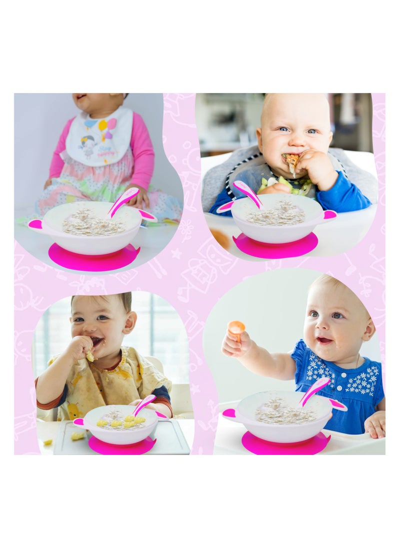 MOVE ON - 330ML Baby Suction Bowl with Spoon & Fork for Infant & Toddlers,BPA Free, Pink - Image 1