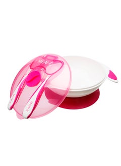 330ML Baby Suction Bowl with Spoon & Fork for Infant & Toddlers,BPA Free, Pink