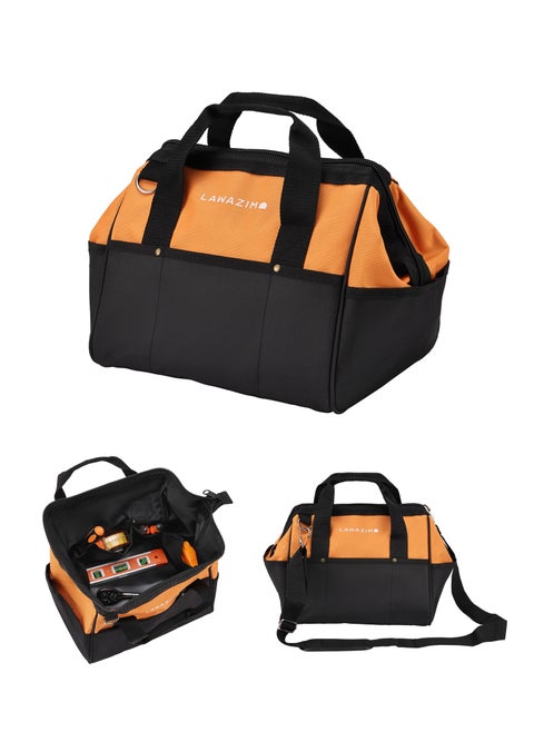 Apron Tool Bag |multi-pockets wide mouth tool tote with safety reflective straps | adjustable shoulder strap