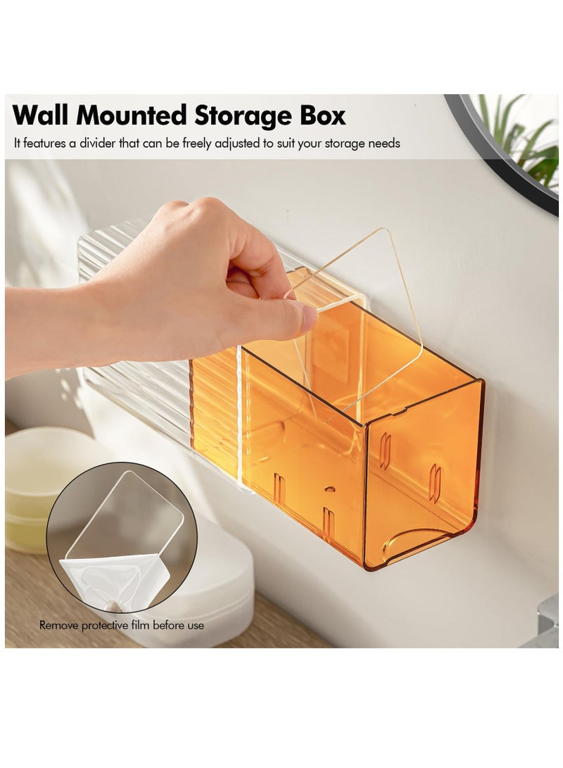 Excefore Wall Mounted Storage Box, Cotton Swab Container with Divider, Bathroom Small Item Organizer for Cotton Swabs, Cotton Balls, Hairpin, Floss, Rubber Band Set of 3 - Image 2